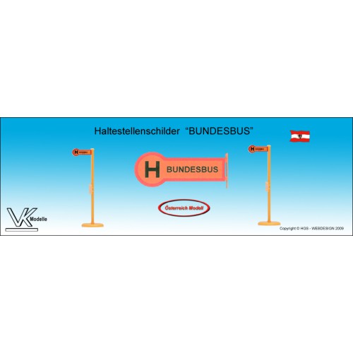 BundesBus - Haltestellenschild mit Fahrplanhalter - Set 4 Stück BundesBus - Haltestellenschild mit Fahrplanhalter - Set 4 Stück